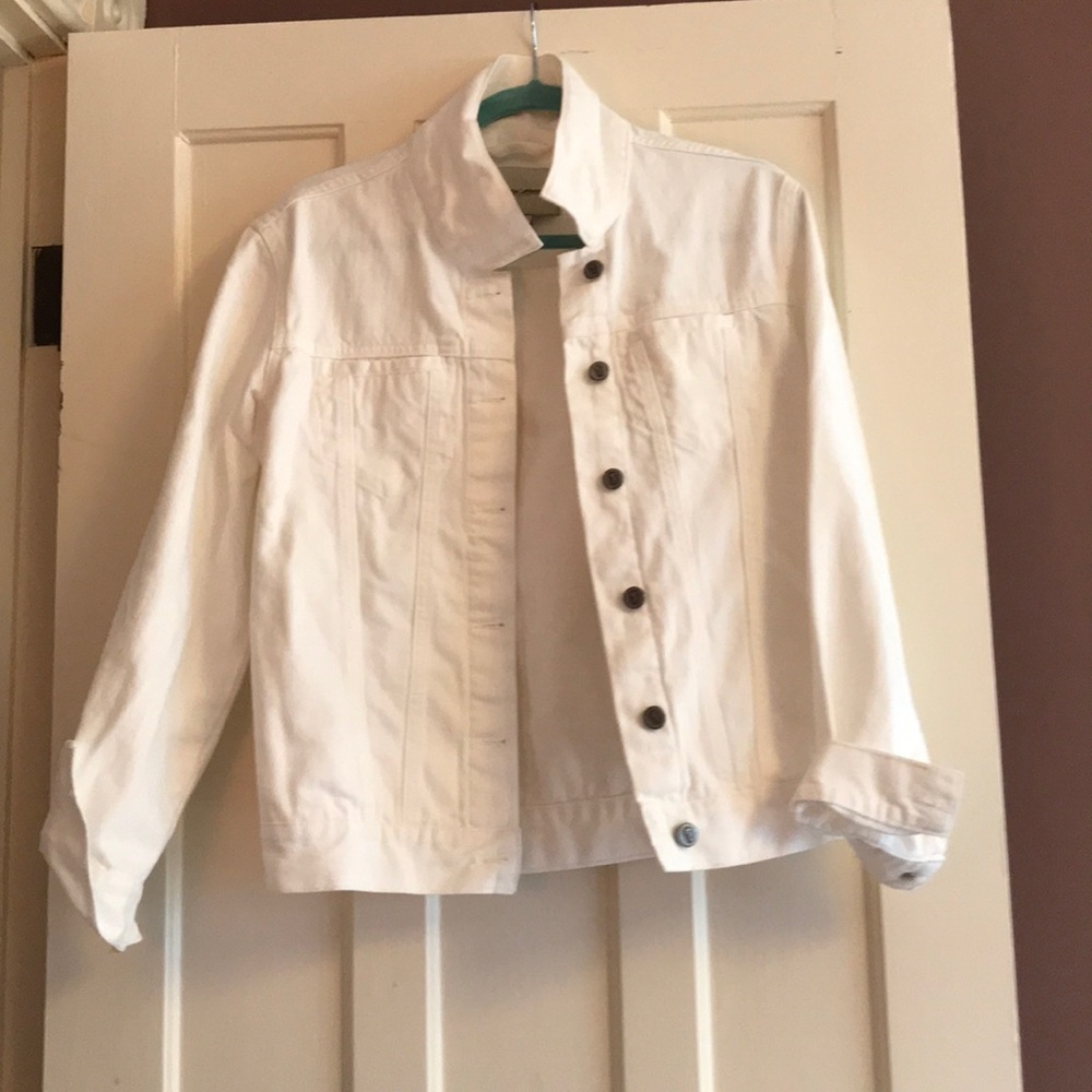 White denim jacket - pilcro and the letterpress